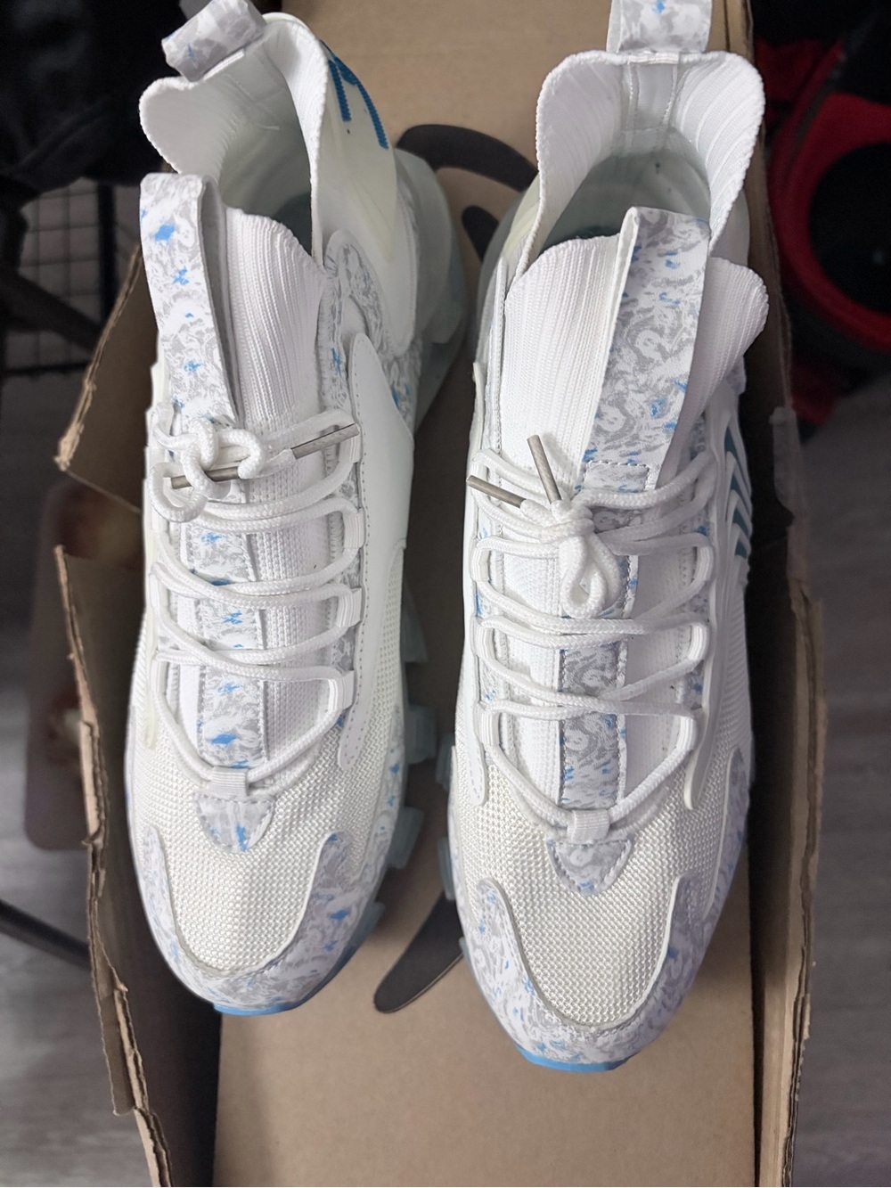 Men’s White & Light Blue Athletic Sneakers - Stylish Comfort